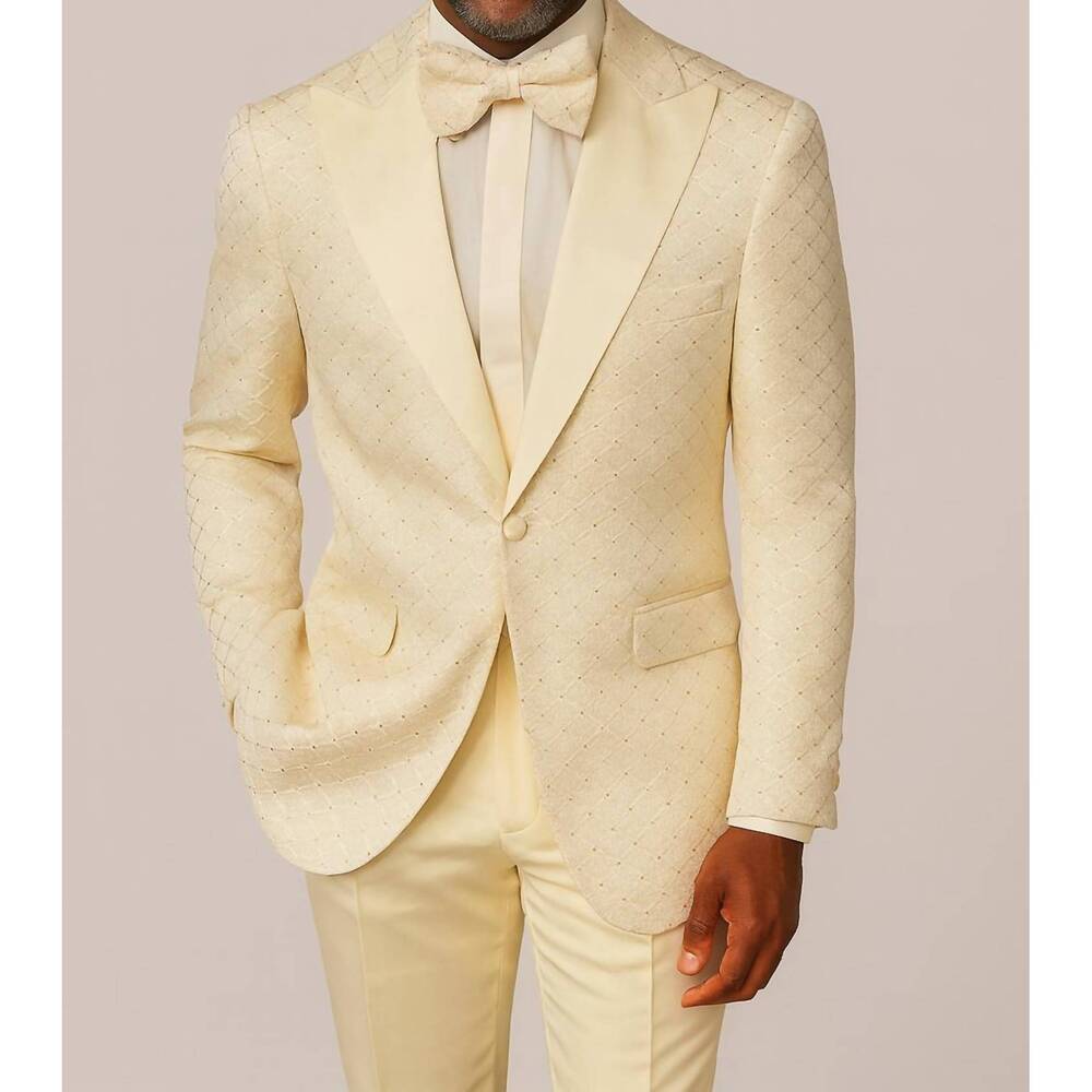 NEW MAZARI men's slim fit blazer with bow tie in silver/silver